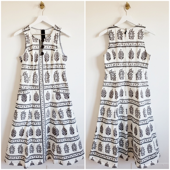 Anthropologie Woodblock Floral Sleeveless Dress 8 - Picture 4 of 13
